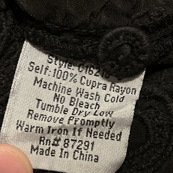 Johnny Was Antik Lace Collared Blouse SZ Small Long Sleeve Embroidered Black - Picture 11 of 14